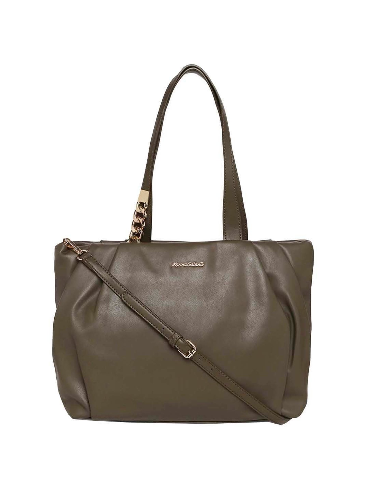 Marina Galanti Olive Solid Medium Tote Handbag