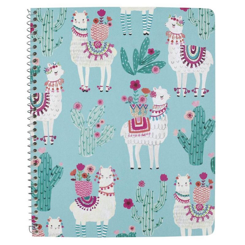 Llamas 1 Subject College Ruled Spiral Notebook Teal - Greenroom