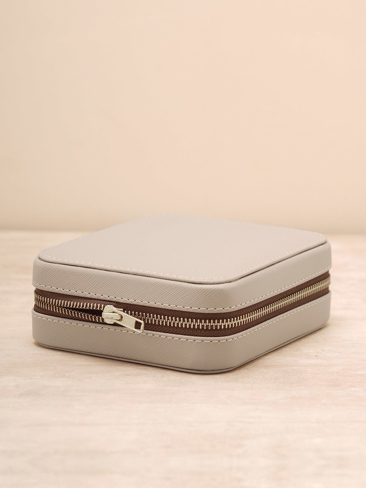 Pure Home and Living Beige Leather Solid Jewellery Organiser