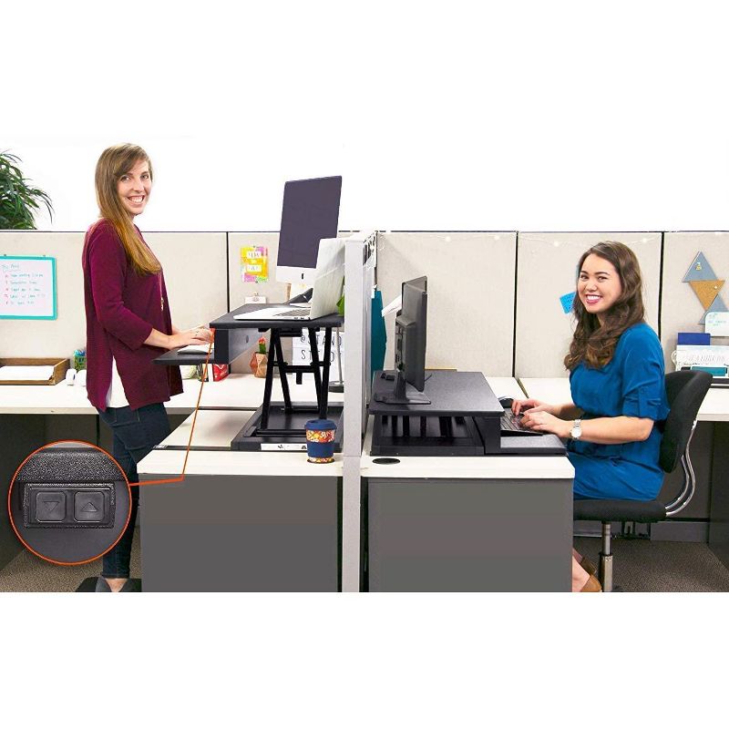 FlexPro Premier Electric Standing Desk Converter &ndash; 40" Sit to Stand Workstation &ndash; Black &ndash; Stand Steady