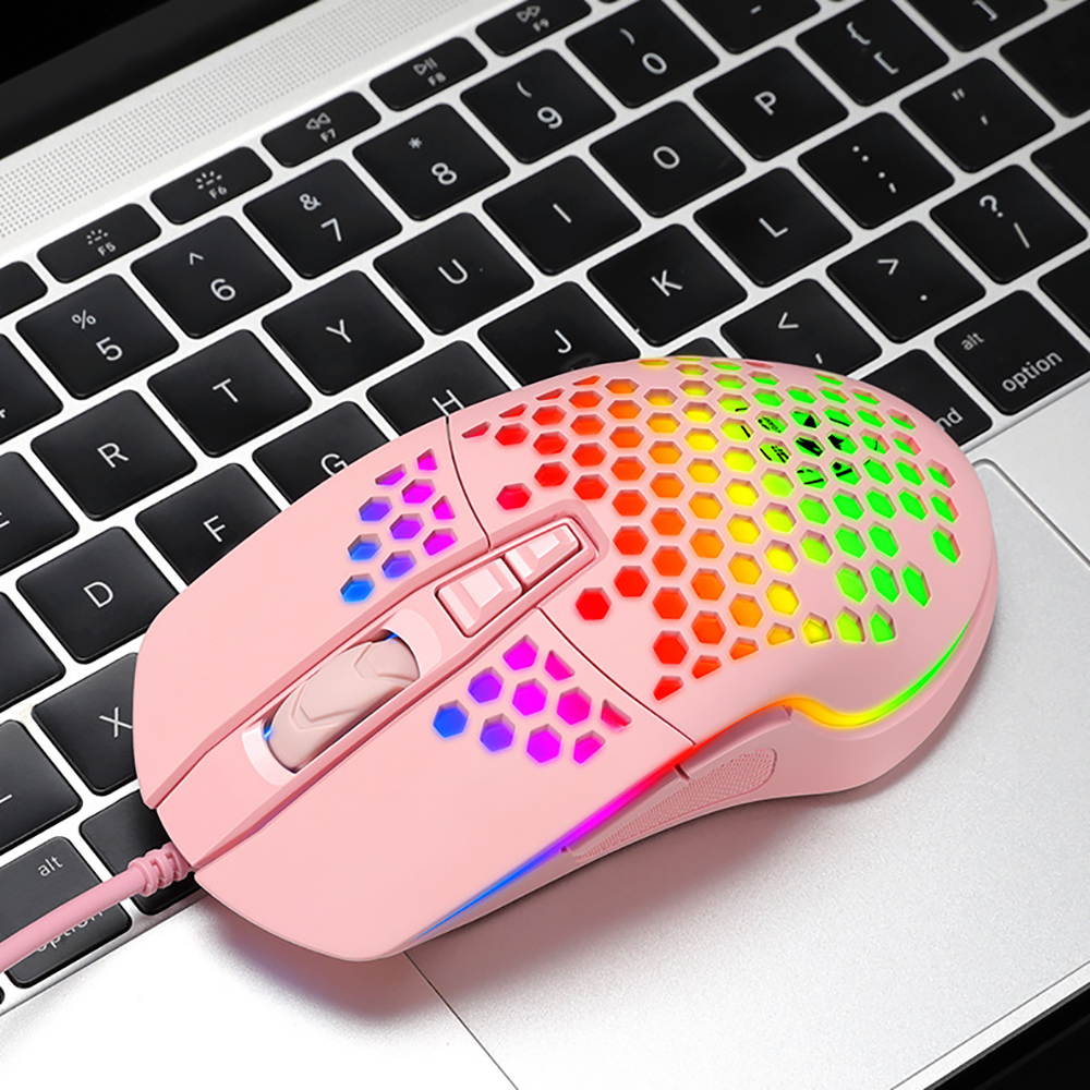 RGB Gaming Mouse,Mignvoa Wired USB Mouse Lightweight Honeycomb Shell,6400 DPI Adjustable, 7 Programmed Buttons, Ergonomic Optical Computer Gamer Gaming Mice for Windows PC Laptop