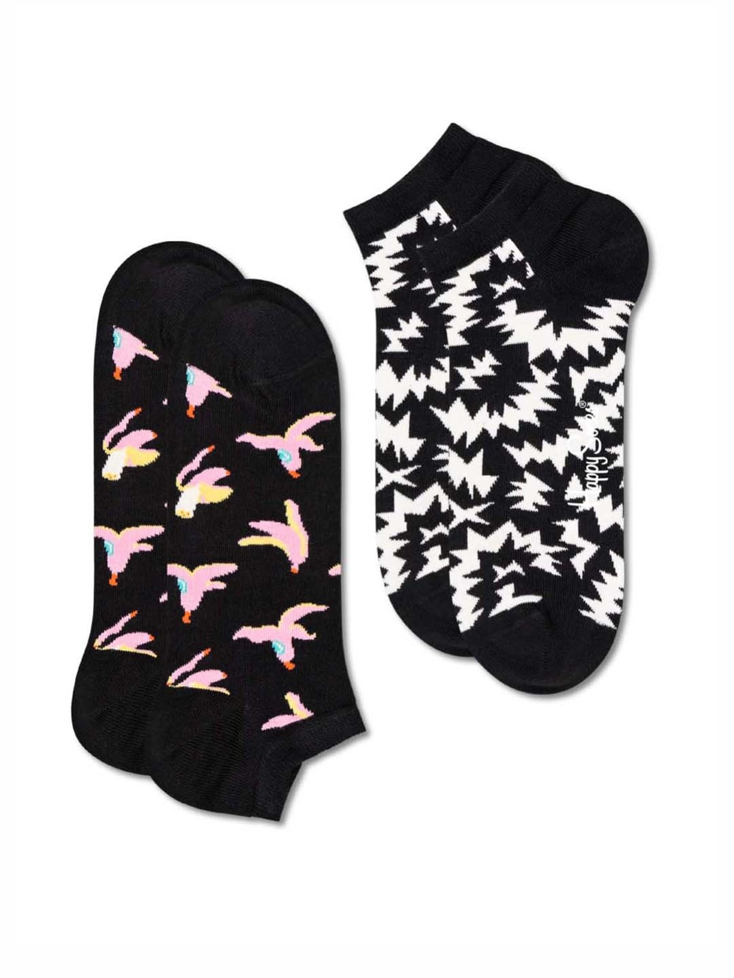 Happy Socks Banana Break Low Black Cotton Printed Socks (41-46) - Pack of 2