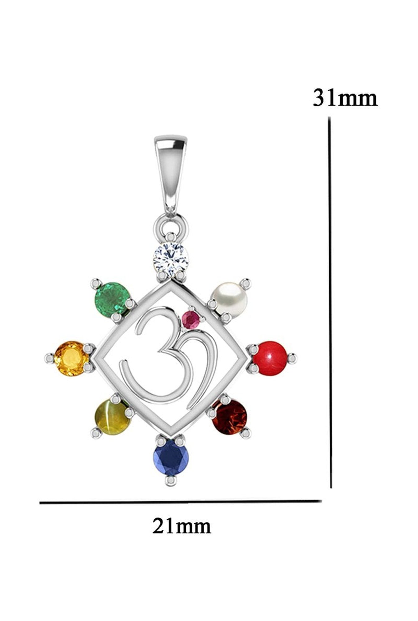 Clara Navratna Stone Nine Planets 92.5 Sterling Silver Pendant
