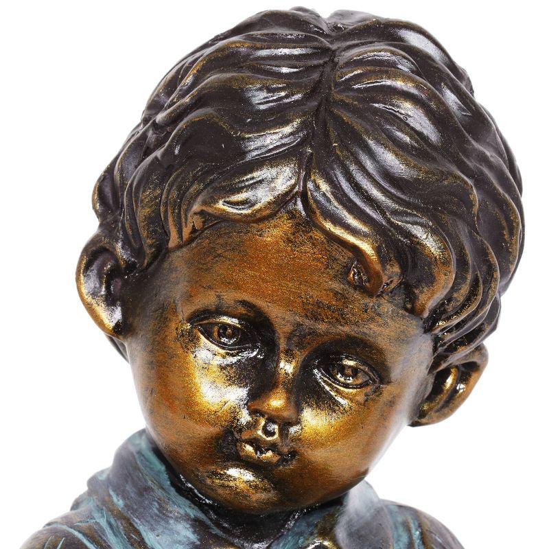 10.24" Look Boy and Puppy Statue Bronze - Exhart