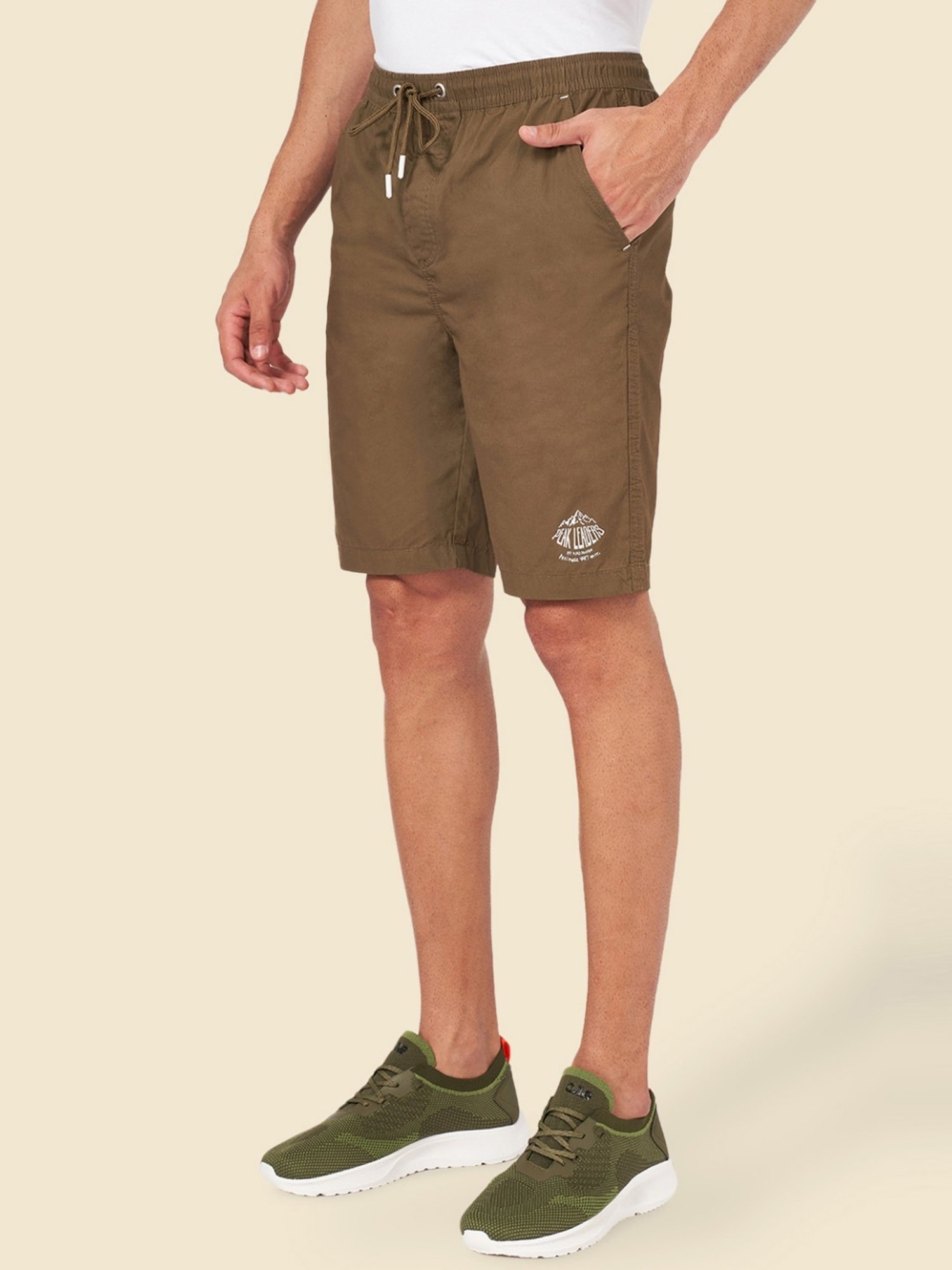Urban Ranger by Pantaloons Olive Cotton Slim Fit Shorts