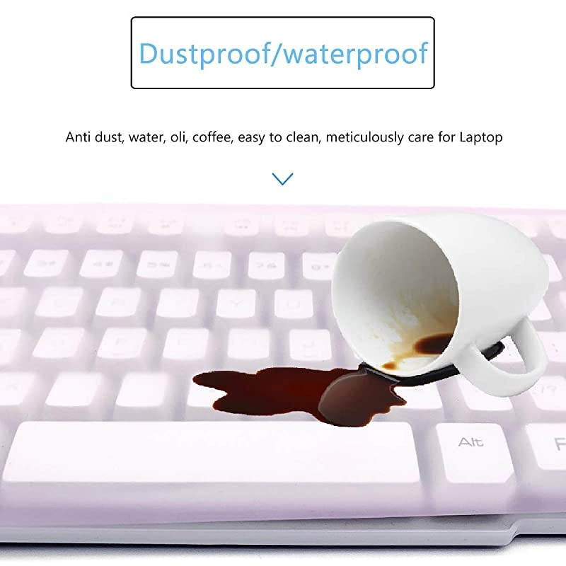 x 5.51" Universal Keyboard Cover Skin Design for Standard Size PC Computer Desktop Keyboards, Clear Waterproof Anti-Dust Silicone-Pink