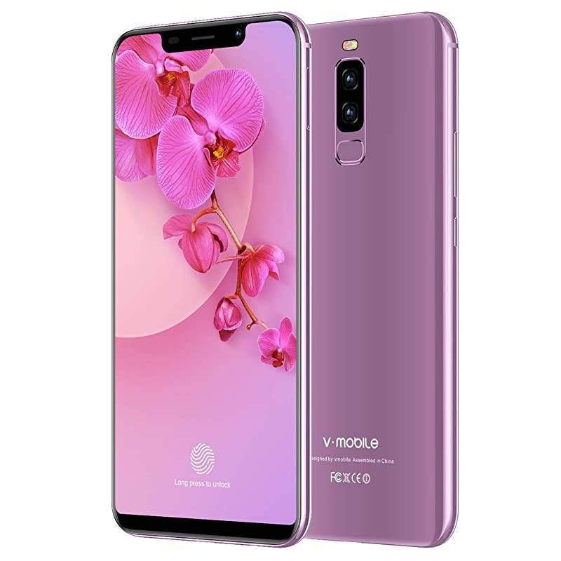 Cell Phones 4G Smartphone 585quot Waterdrop FullScreen Phones with 32GB Android 81 OS 4200mAh Dual SIM +MicroSD Slot Face Unlock US Version Purple