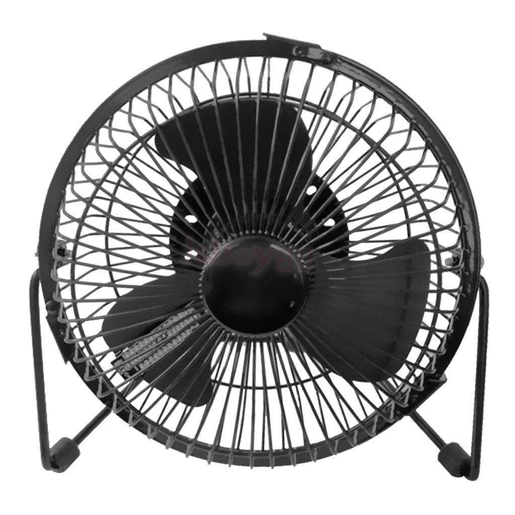 Metal Frame 1.5M USB Cable LED Fan 6" Portable Mini Cooling Fan Digital Clock Temperature Display for Office Home Desktop (Color : Black) USB Fan
