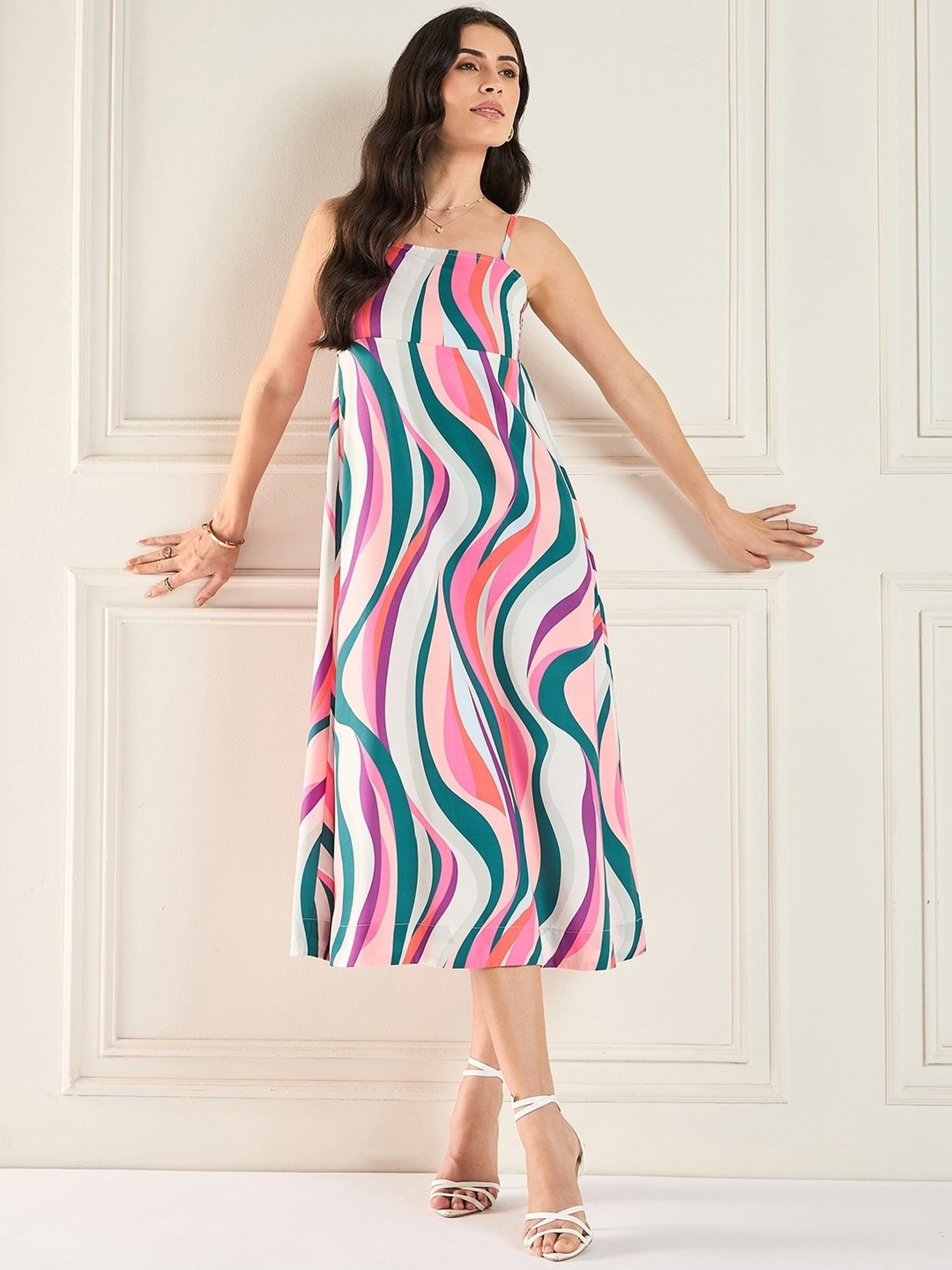Magre Multi Print Midi Dress