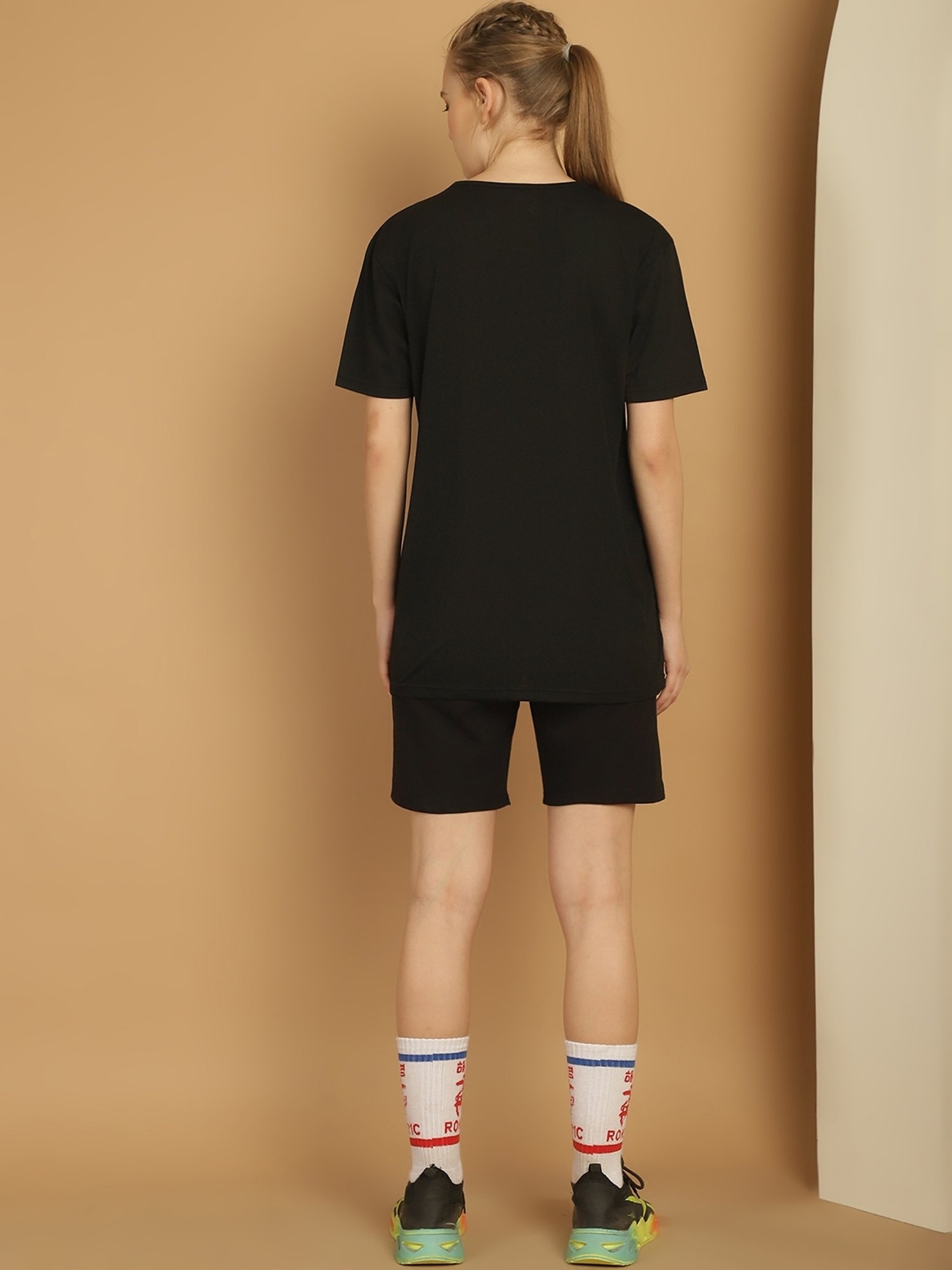 Vimal Jonney Black Cotton Printed T-Shirt & Shorts Set