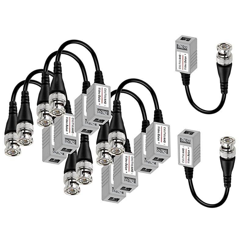 TM) 5Pairs 10PCS HD CCTV Via Twisted BNC Video Balun Transmitter Transceiver for CVI/TVI/AHD CCTV System