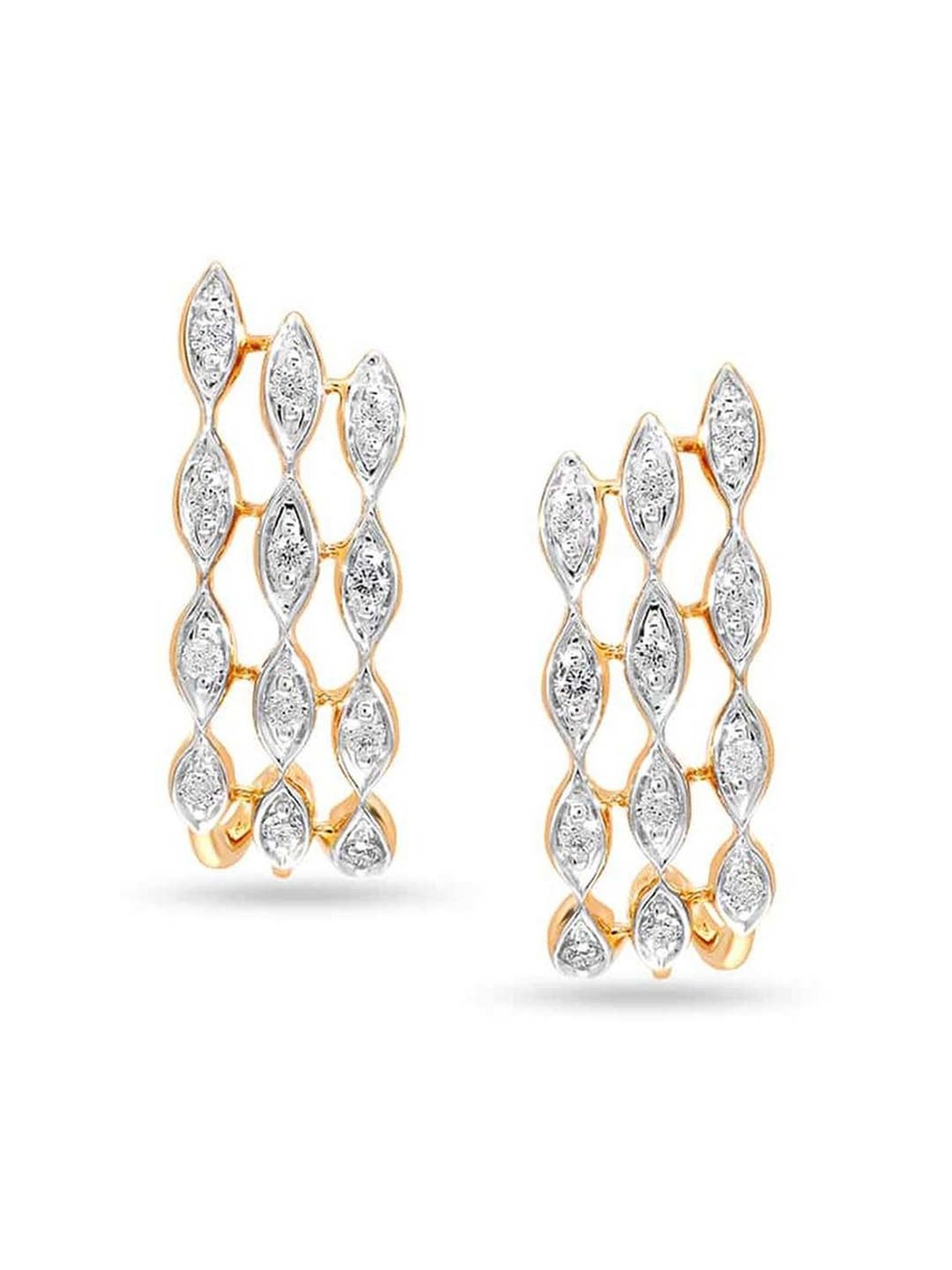 Mia By Tanishq Nature's Finest 14k Gold Intricate Triple Curve Hoop Earrings