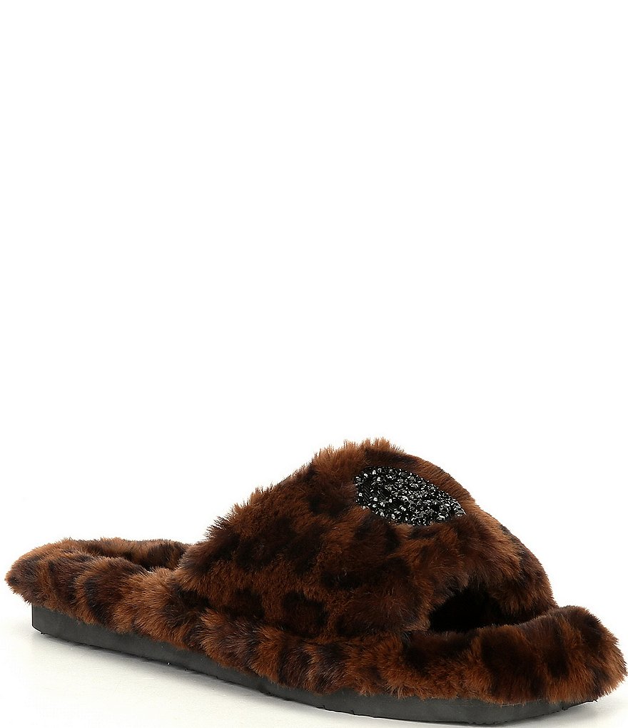 Antonio Melani Lushhh Leopard Print Faux Fur Slippers