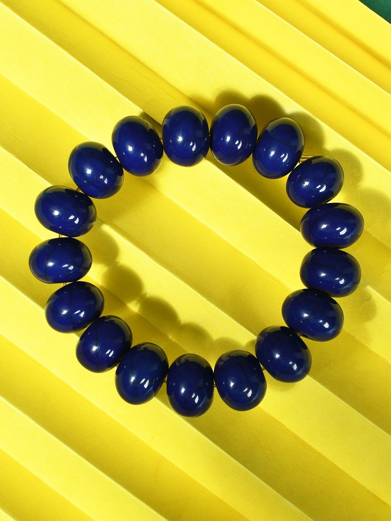 IMLI STREET Blue Artificial Beaded Stretchable Bracelet for Women