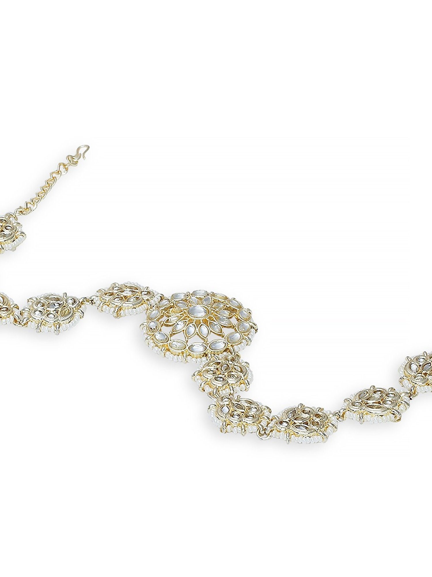 Oomph Gold Tone Kundan Floral Ethnic Jadau Matha Patti