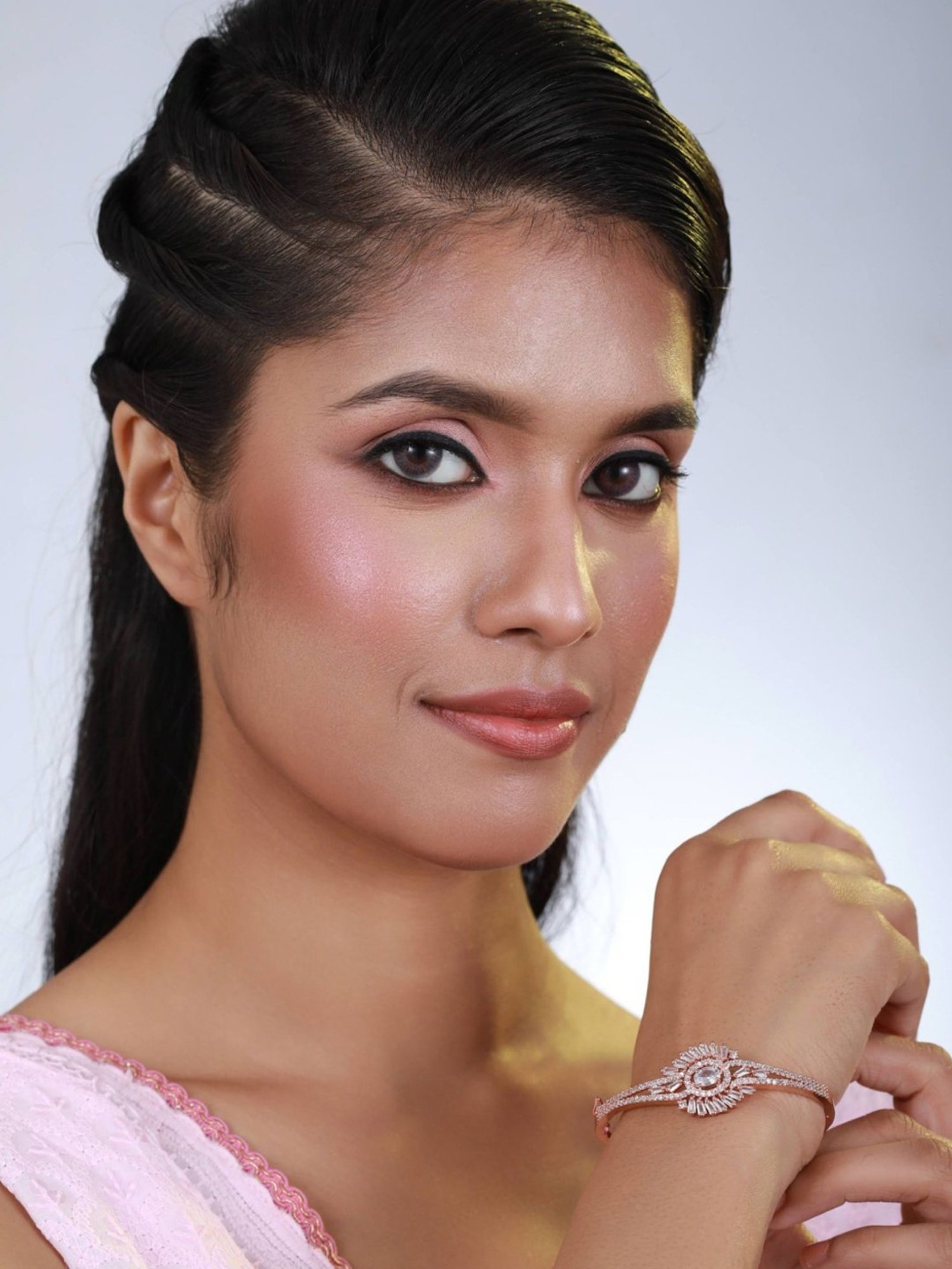 Aatmana Rose Gold-Plated Floral Patteren Handcrafted Bangle-Style Bracelet