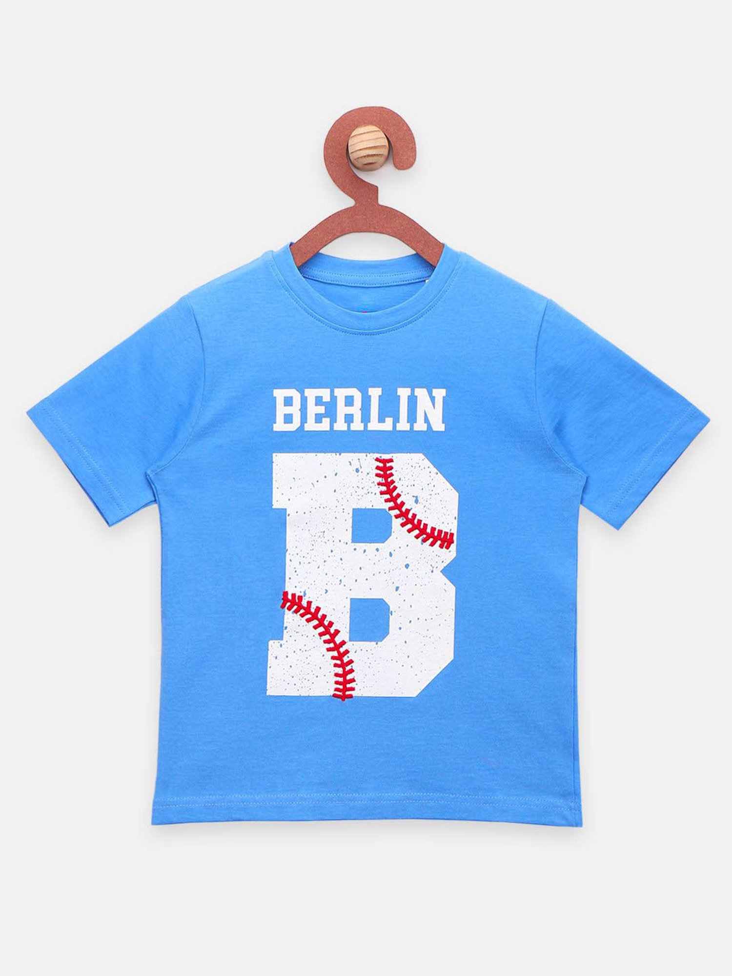 LilPicks Kids Blue & White Cotton Printed T-Shirt