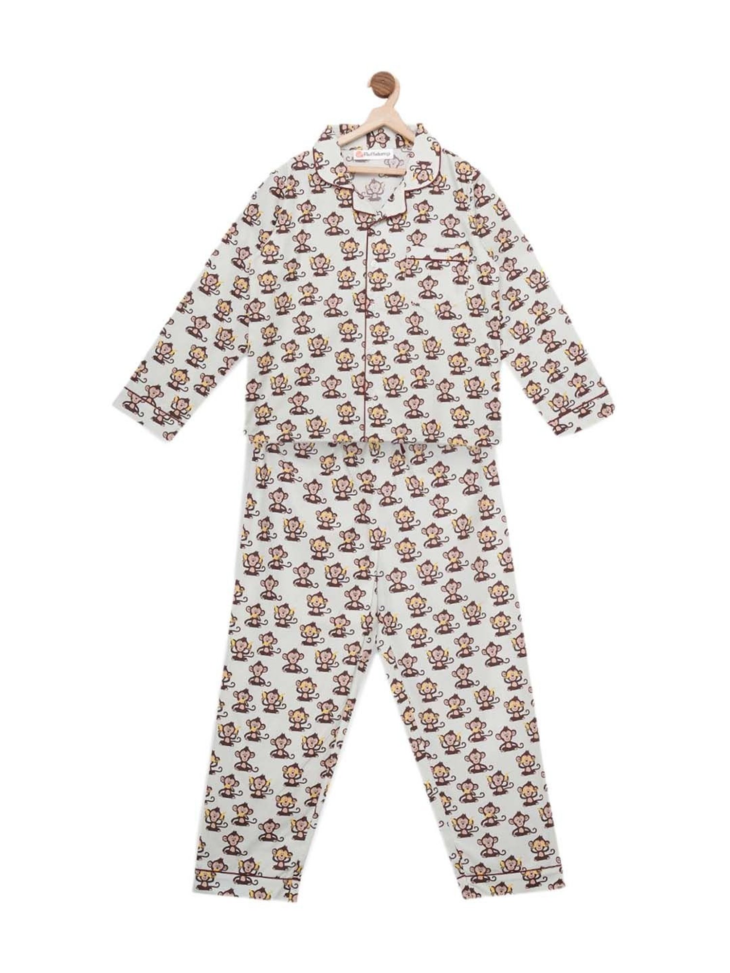 Fluffalump Boys Multicolor Cotton Printed Nightwear Top & Pants Set