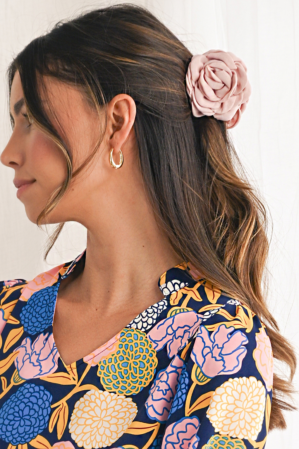 Rosy Flower Hair Claw Clip