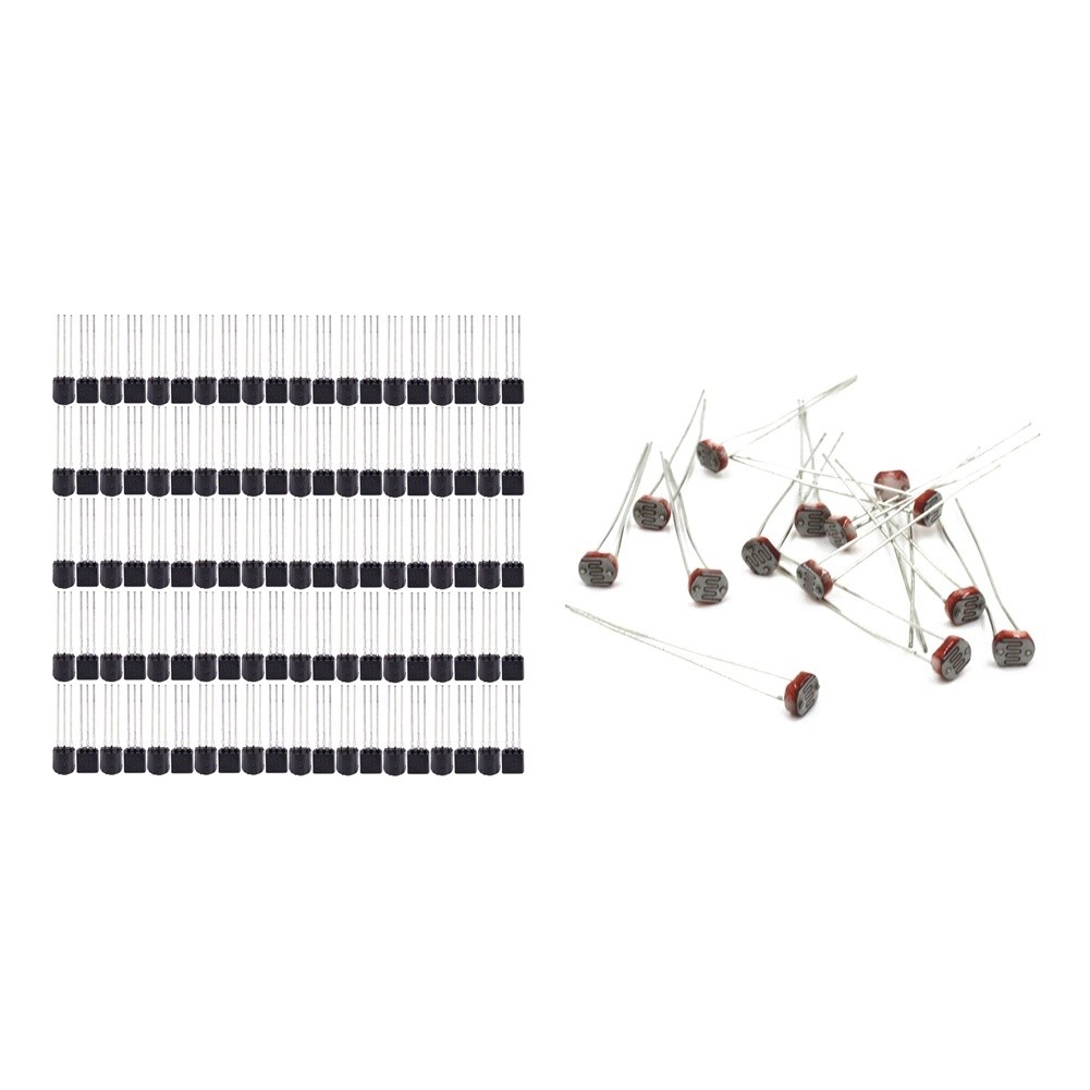 100 Pcs Encapsulate Power Transistors 75V 600MA & 20PCS Photoresistor Light-Dependent Resistor Sensor