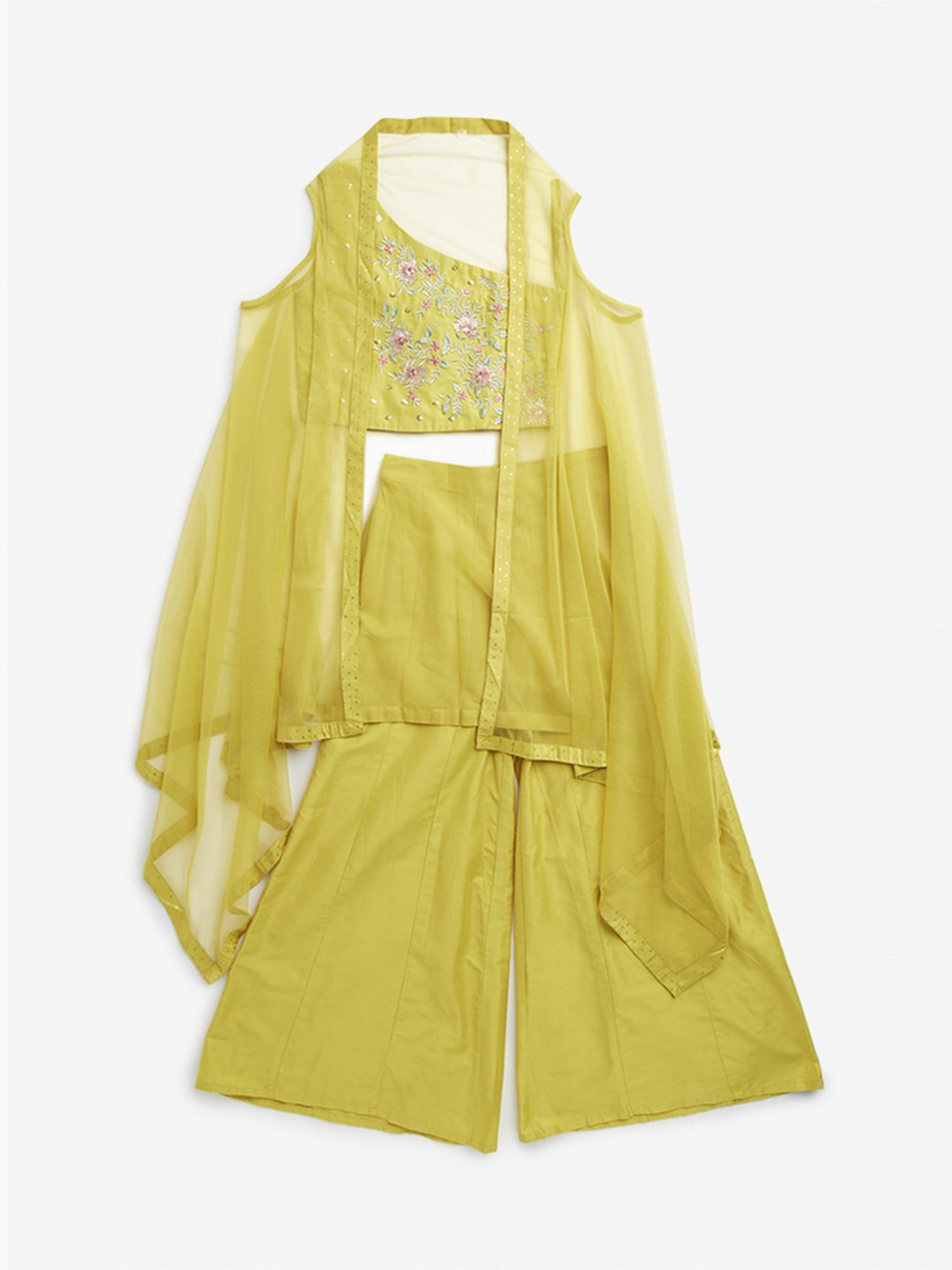 Many Frocks Kids Blue Embellished Top with Plazzos