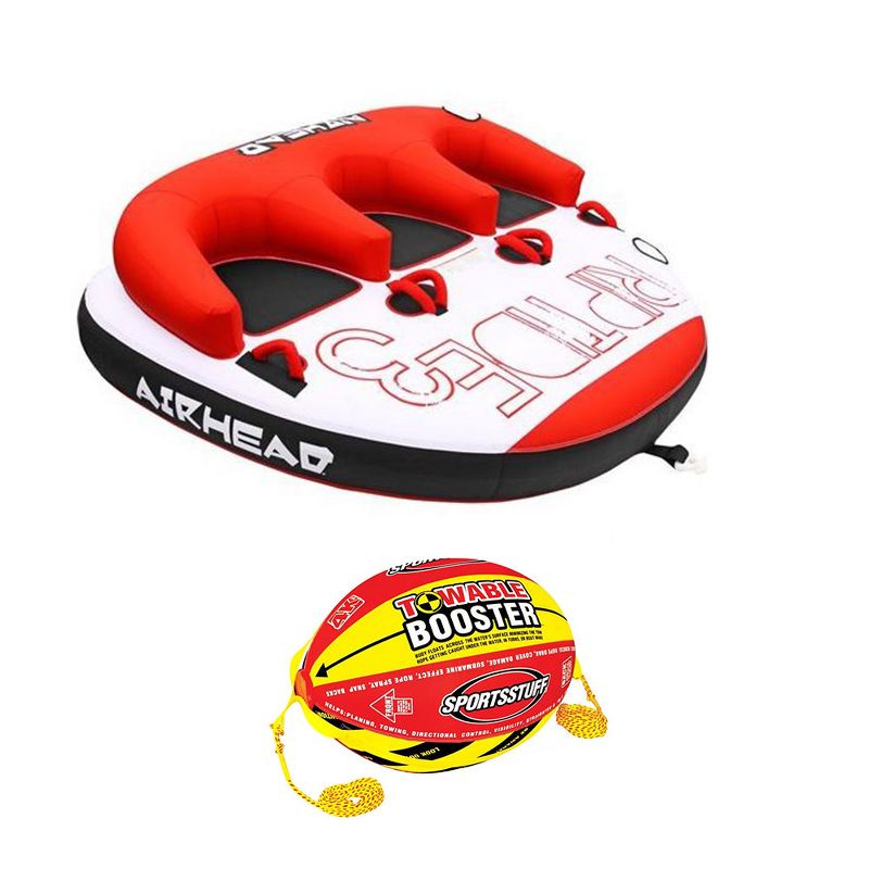 Airhead Triple Rider Inflatable Backrest Tube with 4K Booster Ball Towing System