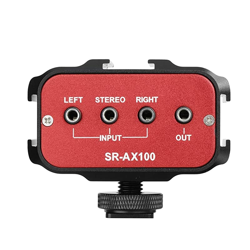 DSLR Audio Adapter SR AX100 Microphone Audio Mixer Universal Dual Channels Microphone Amplifier Adapter for use with Shooting Video Recording Mic Accessories with 2 Channel 35mm