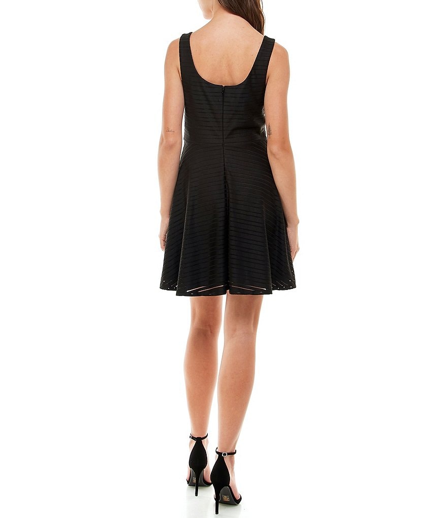 Jump Stripe Fit and Flare Square Neck Dress