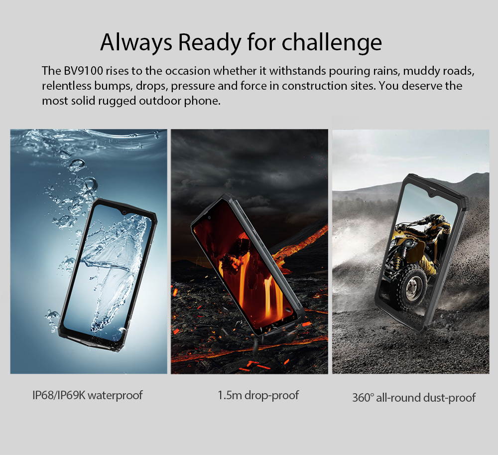 12000mAh Rugged Phone, Blackview BV9100 4GB+64GB Dual SIM Rugged Cell Phones Unlocked, IP68 Waterproof Smartphone, Android 9.0 Pie 6.3" Screen NFC Face Unlocked AT&T T-Mobile Blackview Cell Phones