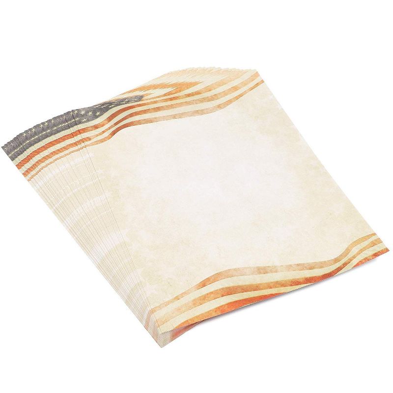 Pipilo Press 96 Sheet Patriotic Letterhead American Flag Stationery Paper, A4 Letter Size 8.5 x 11 in