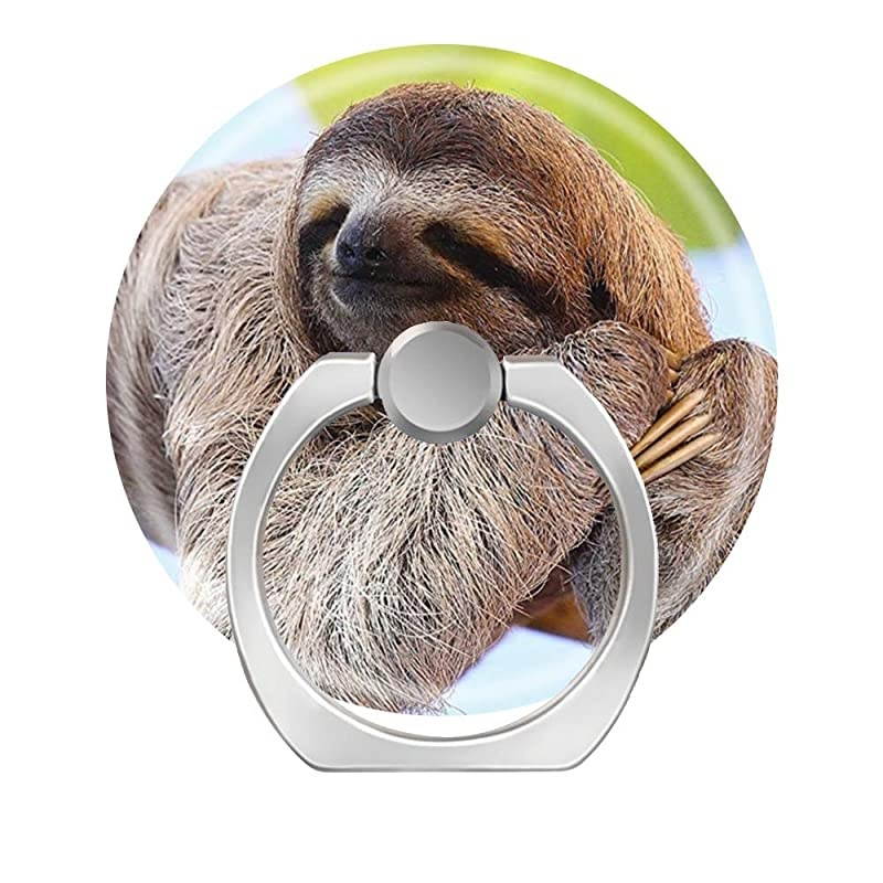 Cell Phone Ring Holder Stand, 360 Degree Rotation Universal Finger Ring Kickstand Phone Grip for Car Mount Compatible with All Smartphones-Lazy Sloth