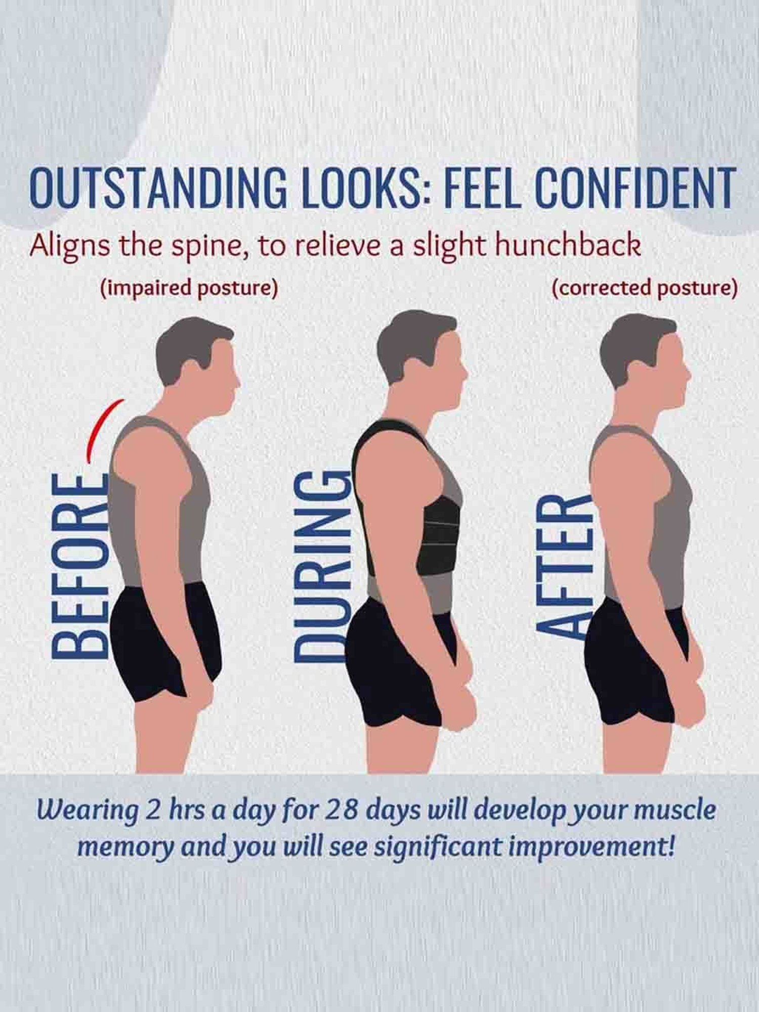 HealthSense Posture Corrector for Men, Back Pain Relief with Back Support Belt (XL) - Black