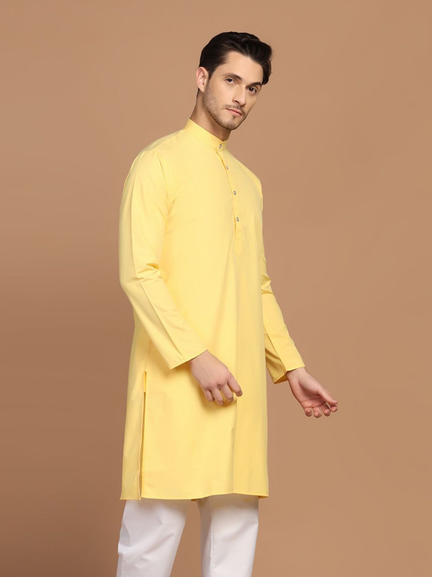 Manthan Fawn & White Regular Fit Kurta