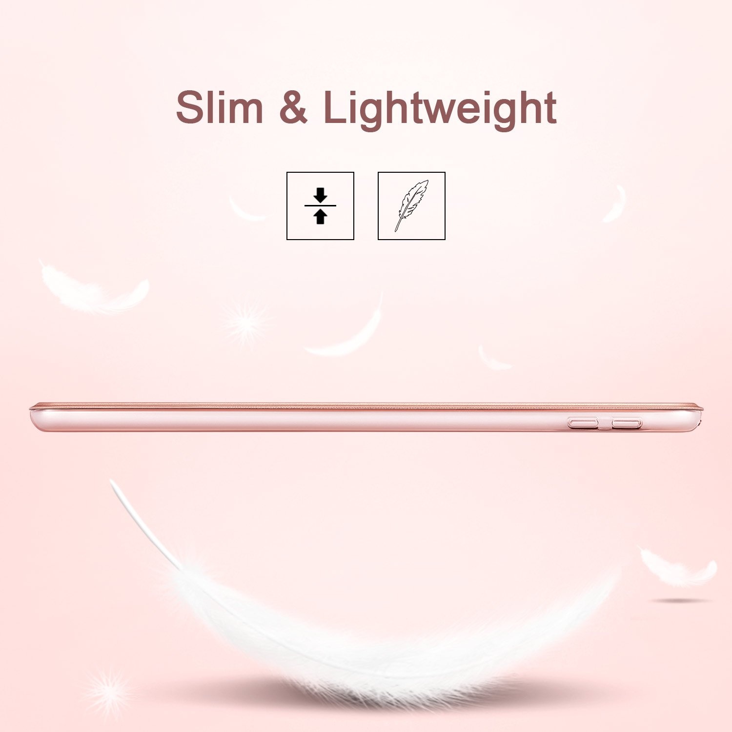 ESR Yippee Trifold Smart Case for iPad 9.7 2018/2017 [A1822, A1823,A1893,A1954](Not for iPad 10.2), Lightweight Smart Cover with Auto Sleep/Wake, Hard Back Cover for iPad 5th/6th Gen, Rose Gold