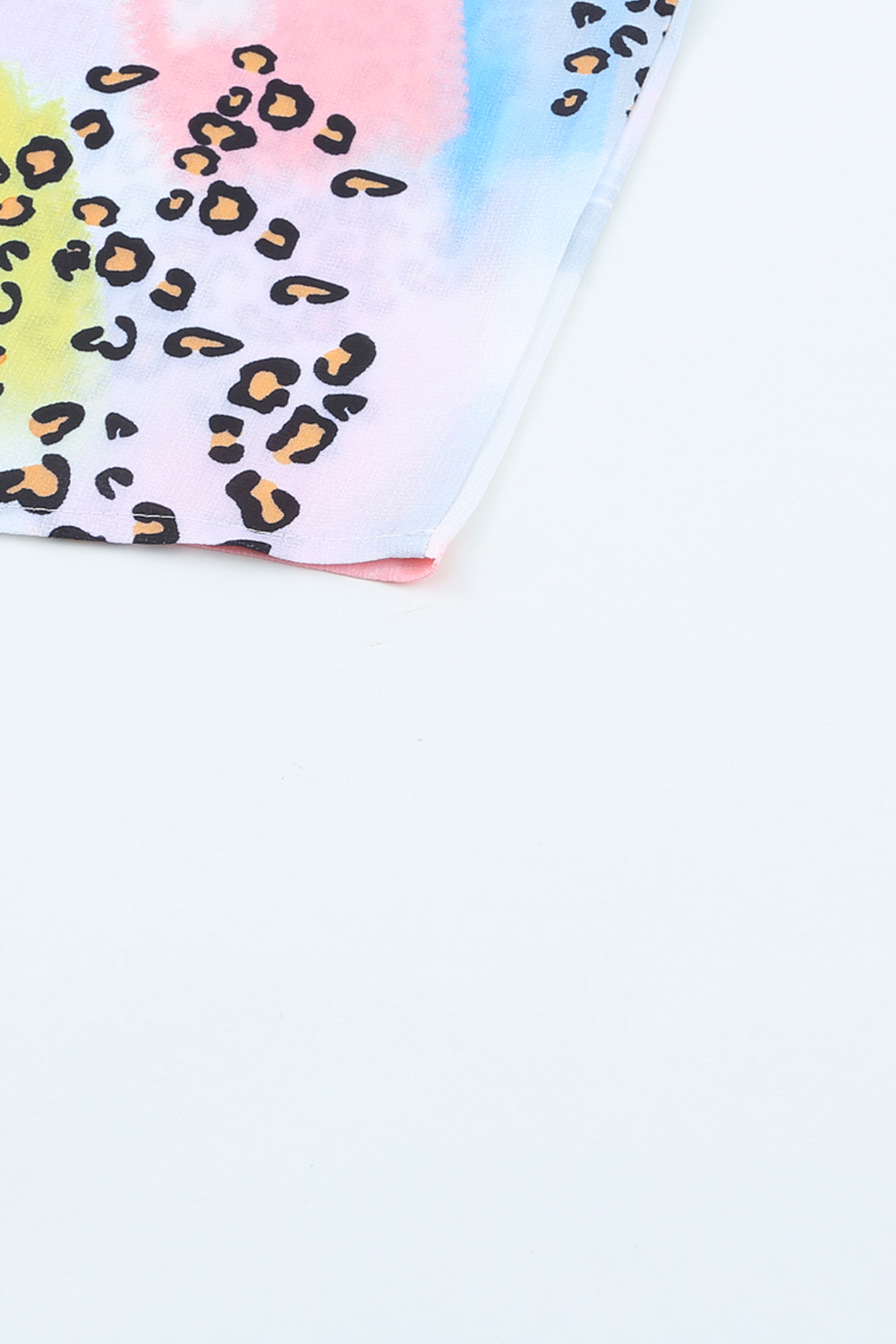 One World Apparel Jacquard Square Neck Short Sleeve Ivory Multi Floral Print Top