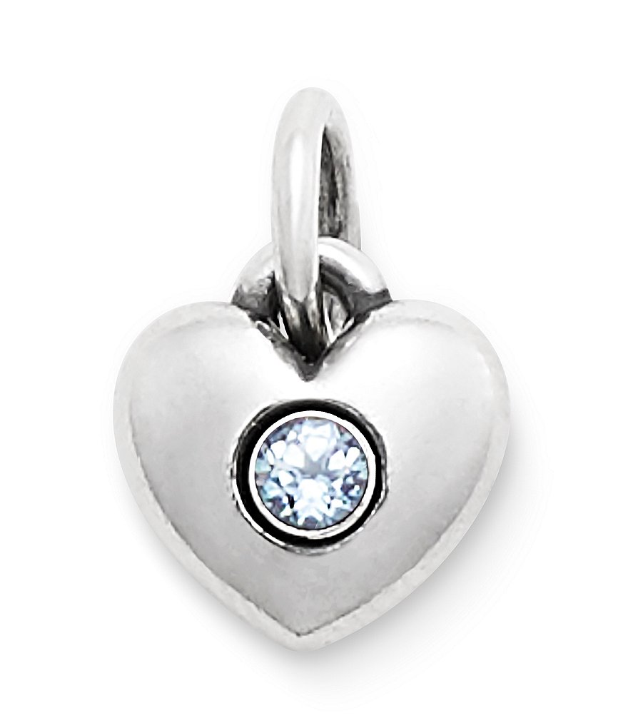 James Avery Keepsake Heart Charm March Birthstone with Lab-Created Aqua Spinel