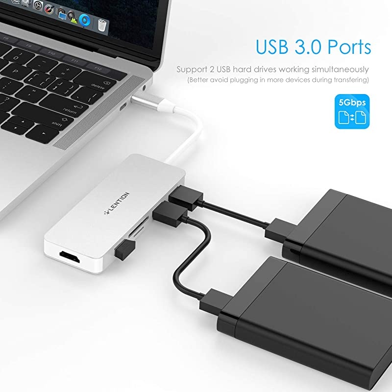 USB C Hub with 4K HDMI 3 USB 30 SDMicro SD Card Reader Compatible 20202016 MacBook Pro 131516 New Mac AirSurface Chromebook MultiPort Adapter CBC18 Silver
