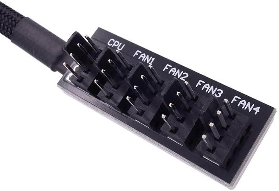 PWM Fan Hub PC CPU Cooling Fan Power Cable 5 Way Splitter Extension Cord Wire Hub Adapter for 12V Desktop Computer Cooler Case Fans 4Pin or 3Pin 2Pack
