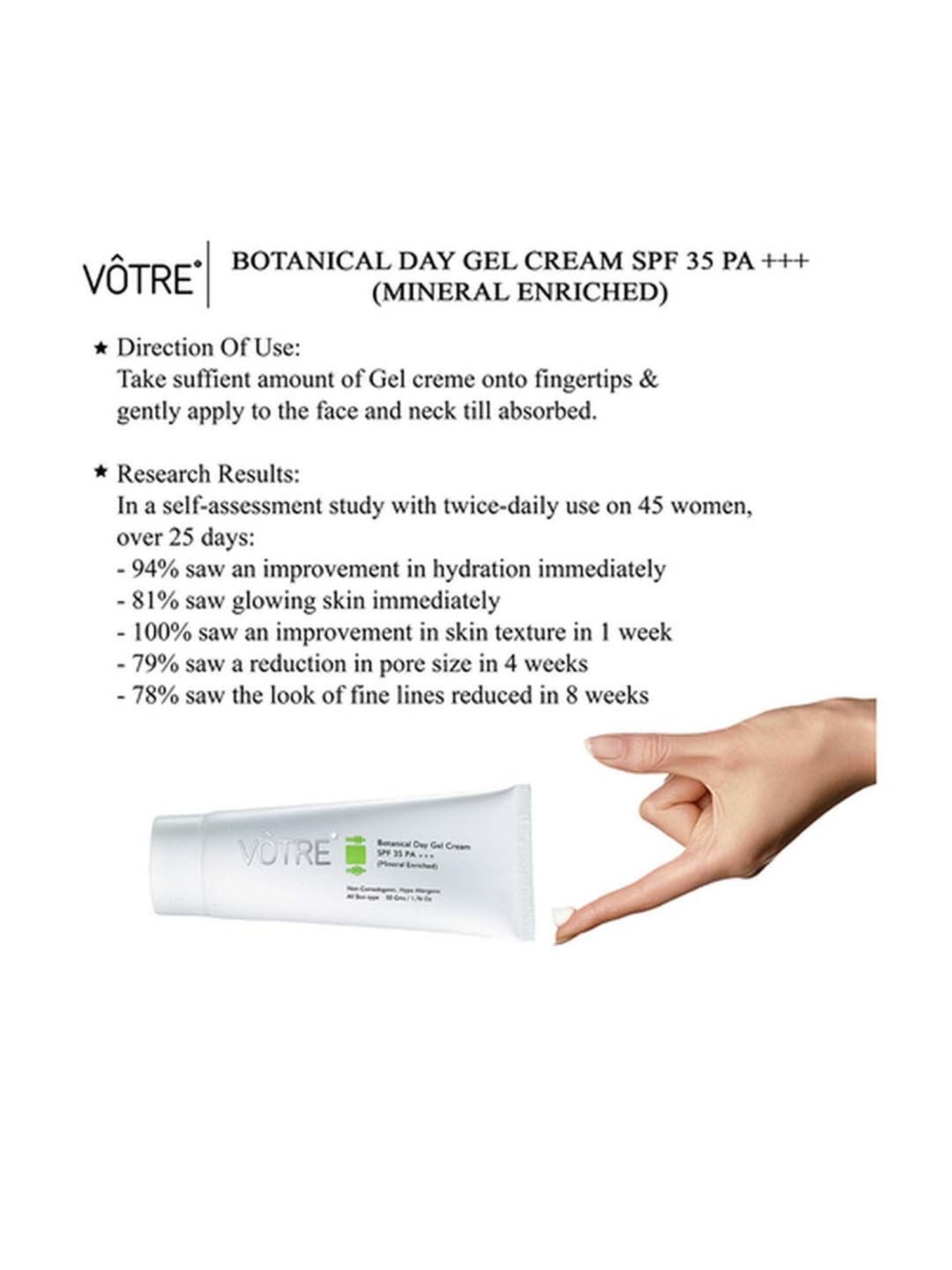 Votre Botanical Day Gel Creme Mineral Enriched SPF 35 PA +++ - 50 gm