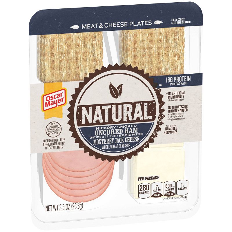 Oscar Mayer Natural Plate with Ham, Monterey Jack Cheese and Crackers - 3.3oz