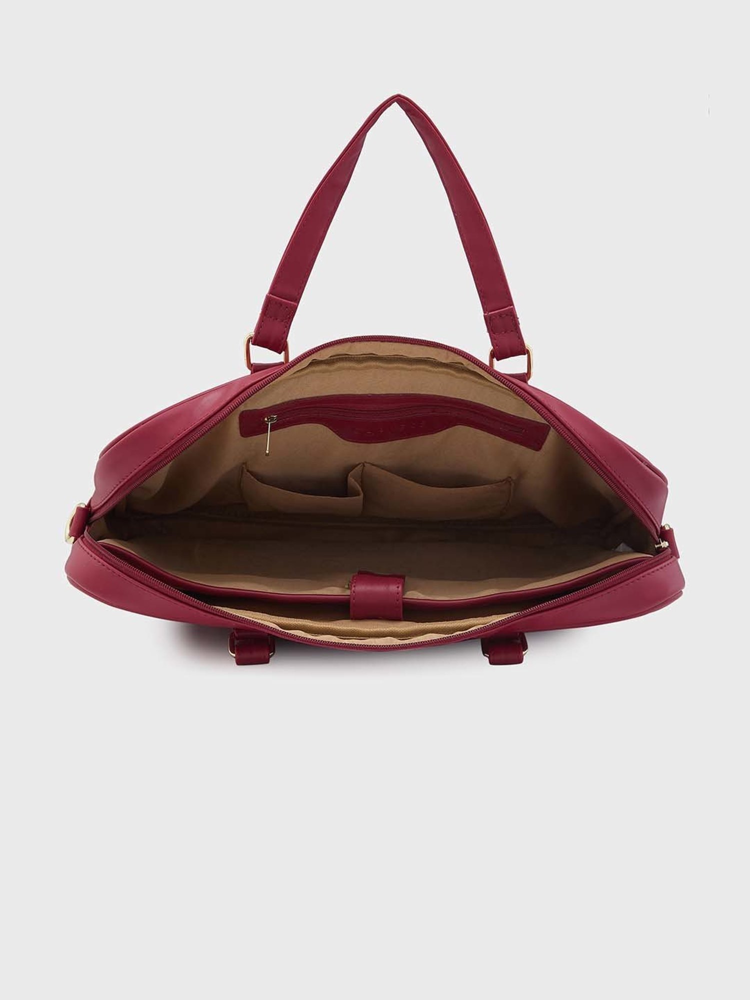Caprese DORA Maroon Faux Leather Large Laptop Messenger Bag