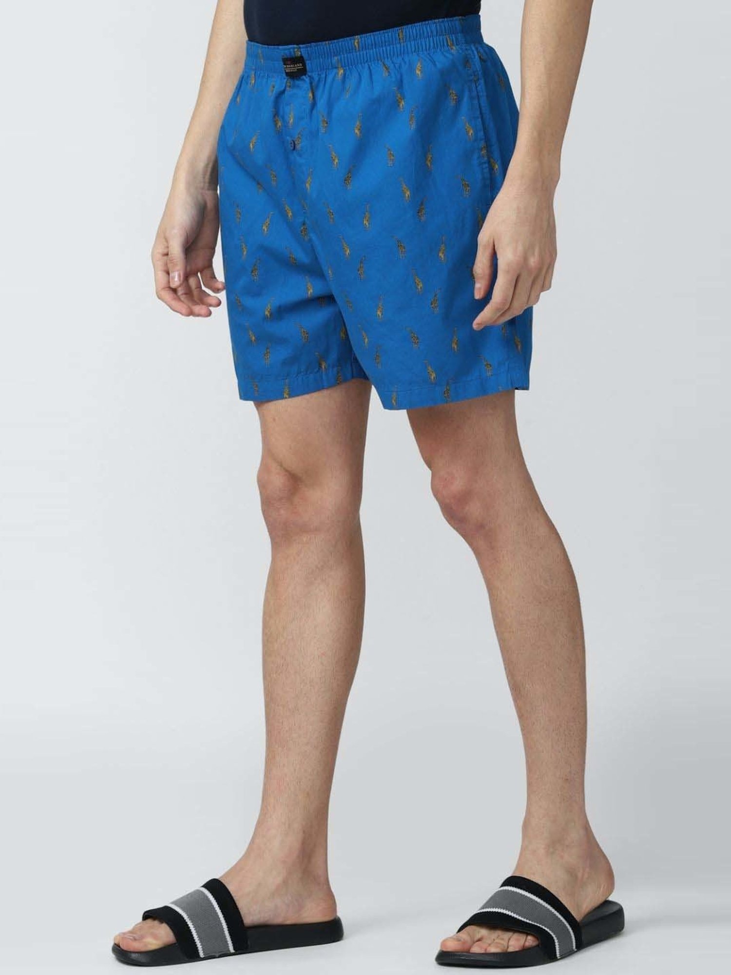 Peter England Blue Cotton Regular Fit Printed Boxers