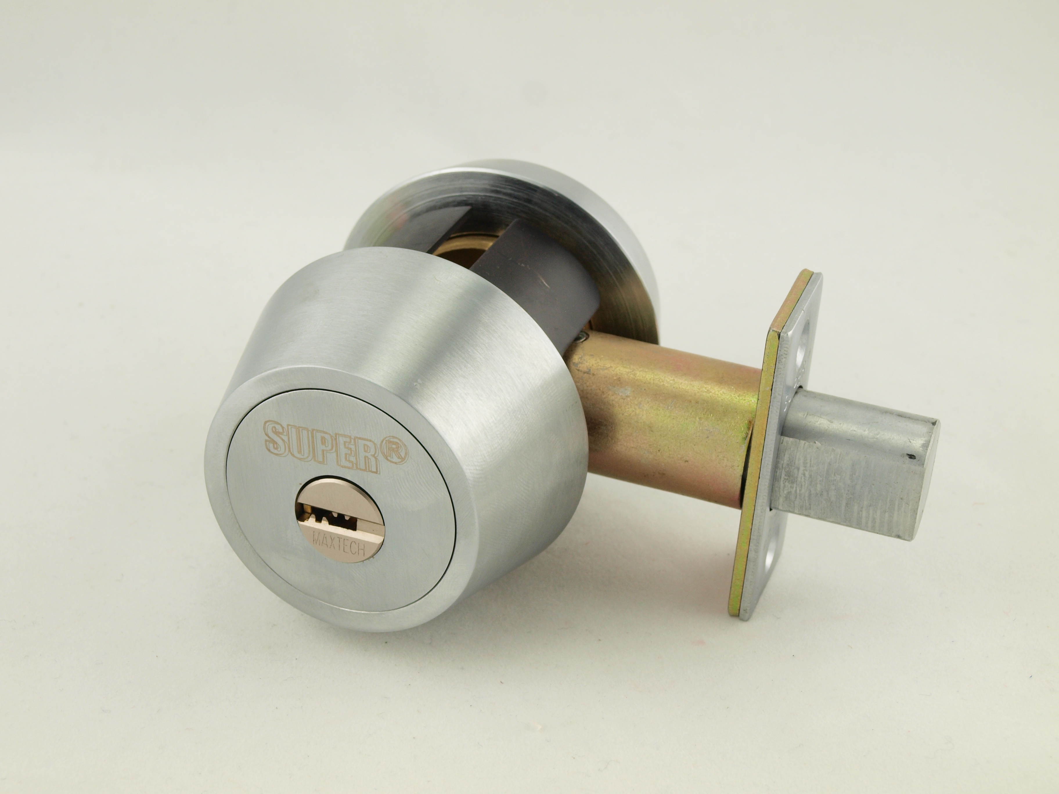 Maxtech, (Mul-t-lock Hercular HD1-26D Like) Satin Chrome, Single Cylinder Deadbolt With Thumb Turn, HIGH SECURITY, 006 KEYWAY
