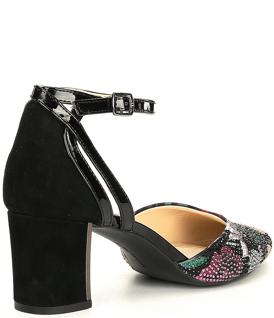 Alex Marie NelvinTwo Floral Rhinestone Embellished Ankle Strap Pumps