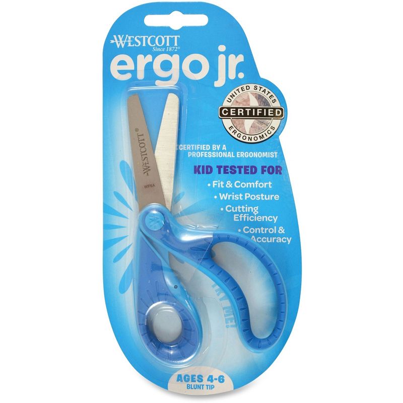 Westcott Ergo Jr. Kids' Scissors Blunt Tip 5" Long 1 1/2" Cut Right Hand Assorted 16670