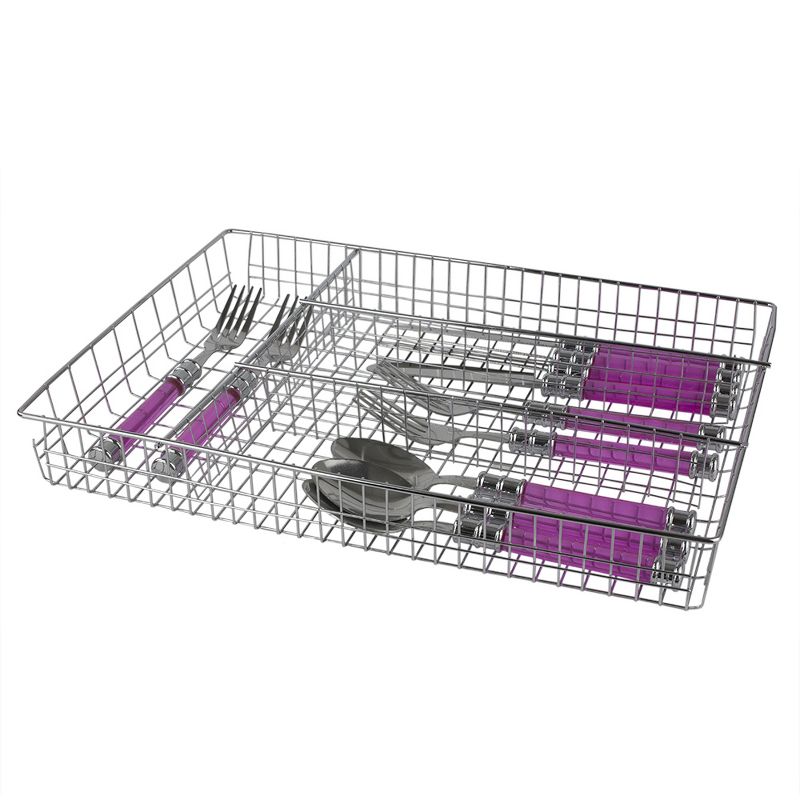Home Basics4 Section Steel Cutlery and Flatware Tray, Chrome