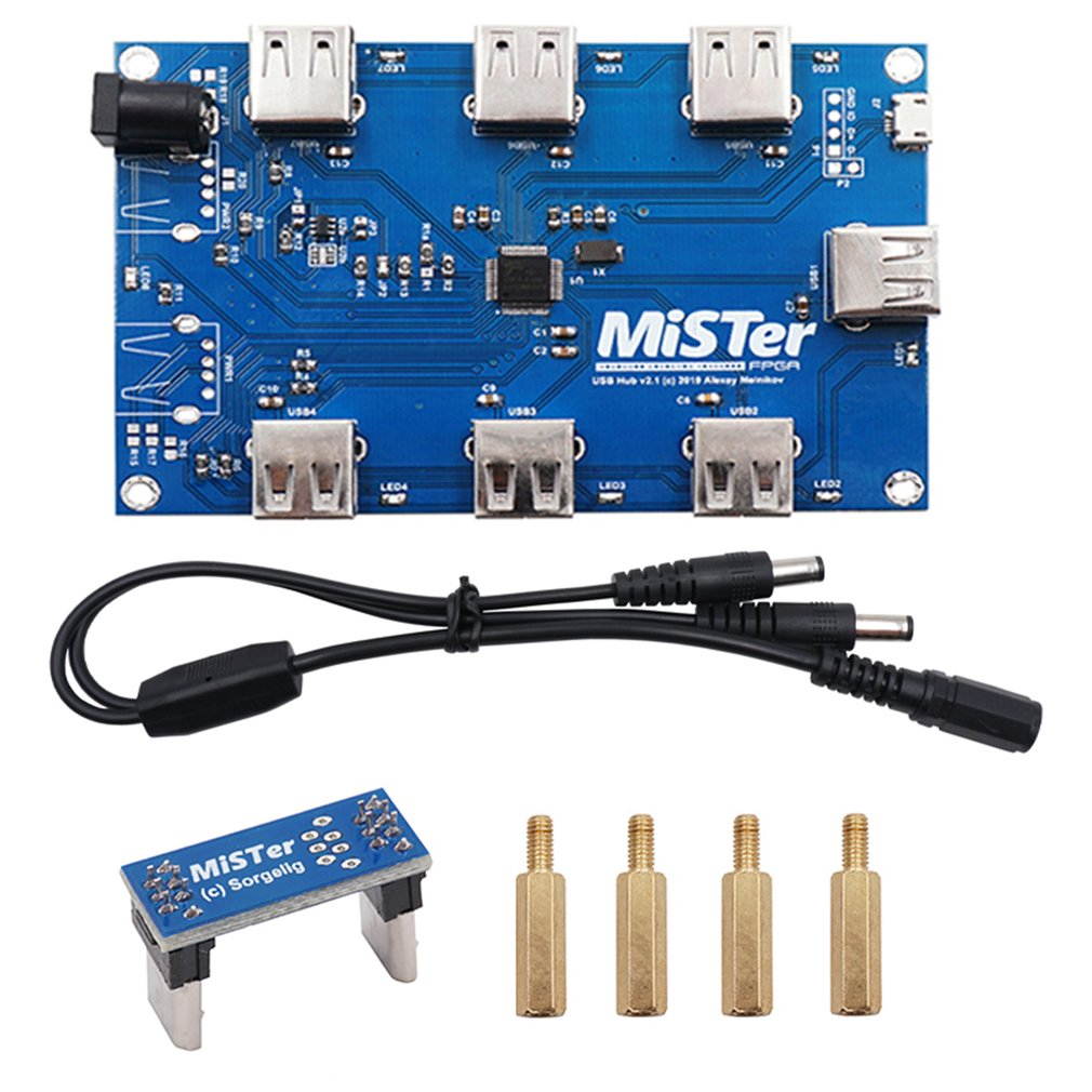 Manual Welding Mister USB Hub V2.1 Board For Mister FPGA 7 USB Ports IO Board For Terasic DE10-Nano Accessories,Mister-FPGA IO Board Set