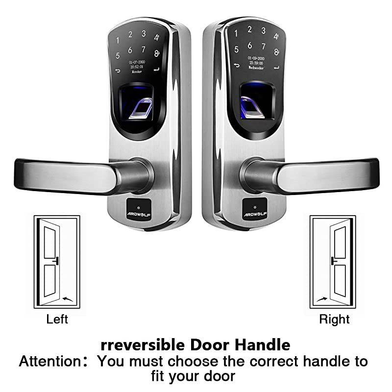 Fingerprint Door Lock with Left-Handle,  A60 Keyless Entry Biometric Auto-Lock Door Locks, Smart Front Door-Lock with Digital Keypads and Key for Garage Home, 304 Stainless Steel