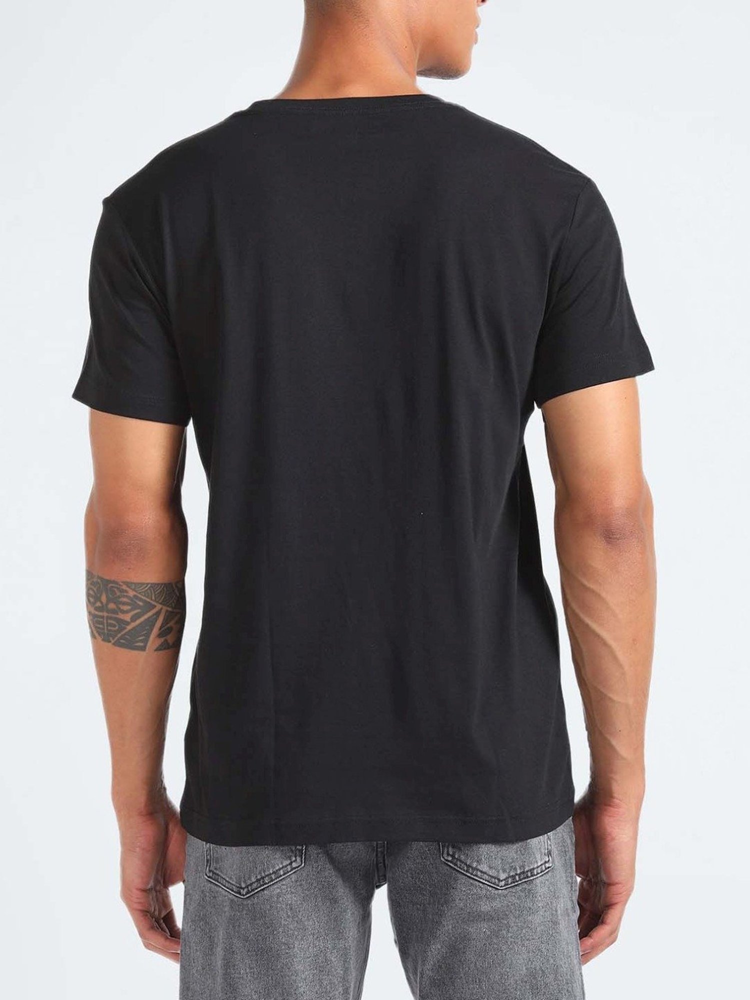 Calvin Klein Bright White & Black Cotton Regular Fit T-Shirt