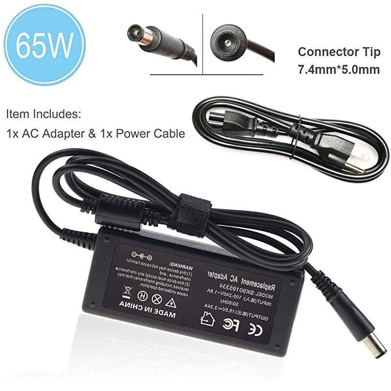 90W 195V 462A Ac Adapter Laptop Charger Replacement for Dell Inspiron N4010 N4110 17R N7010 N7110 N5010 N5011 N5030 N5040 PN PA10 PA3E PA10 with Size 74x50mm Power Supply Cord Plug